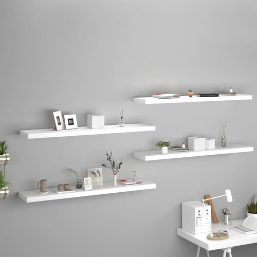 VidaXL Stenske police 4 kosi bele 120x23,5x3,8 cm MDF Slike