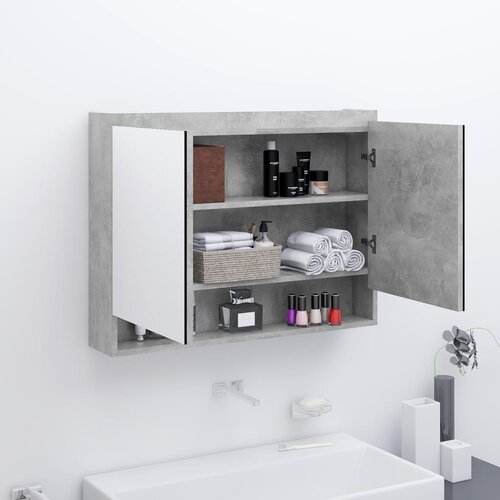  Kupaonski ormarić s ogledalom 80 x 15 x 60 cm MDF boja betona Cijene