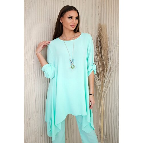 Kesi Włoski Set of blouse + pants with pendant mint Slike