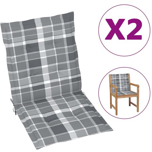 vidaXL Jastuci za vrtne stolice 2 kom sivi karirani 100x50x3cm tkanine Cijene