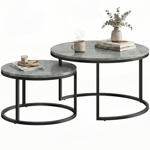 HOMCOM Dnevna miza kovina, MDF 78,5D x 78,5&Scaron; x 46,5V cm siva, (5000242684) Cene
