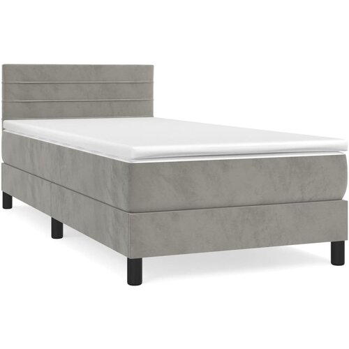 Maison Chic Box spring postelja - Vzmetna postelja z vzmetnico svetlo siva 100x200 cm žamet SL19569, (21892477) Slike
