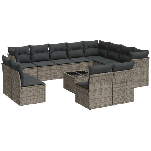  13-dijelni set vrtnih sofa od poliratana s jastucima sivi Slike