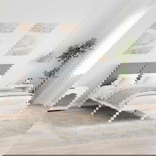  Kovinska posteljna konstrukcija z vzglavjem Bela in svetlo siva, (5000084674) Slike