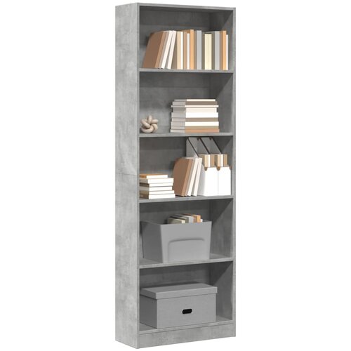 VidaXL Regal za knjige boja betona 60x24x176 cm konstruirano drvo Slike