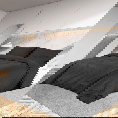 vidaXL Set posteljine za poplun crni 140 x 200 cm lagana mikrovlakna Cijene