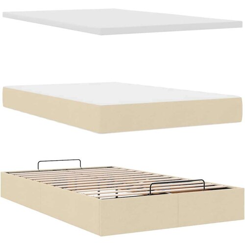 VidaXL Otomanski okvir kreveta s madraca krem 120x200cm od tkanine Slike