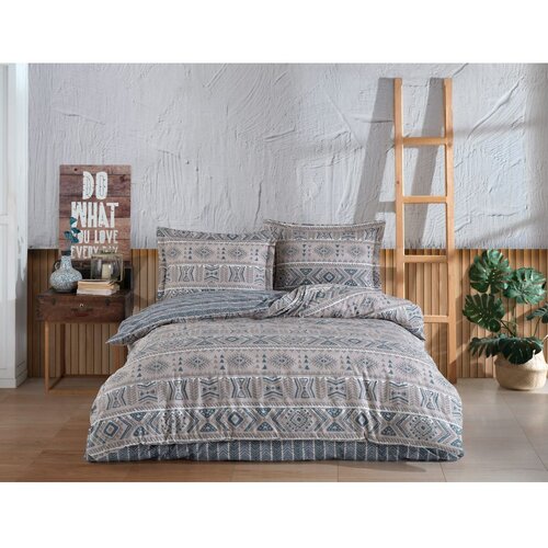 Colourful Cotton Sufi İkat v2 BeigeBlue Ranforce Single Quilt Cover Set (FR) Cene