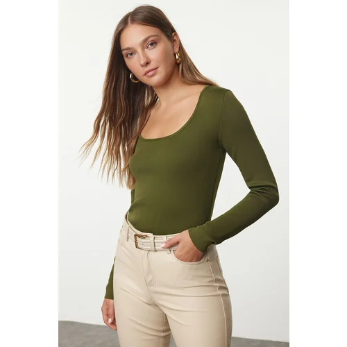 Trendyol Khaki Basic Pool Neck Knitwear Sweater