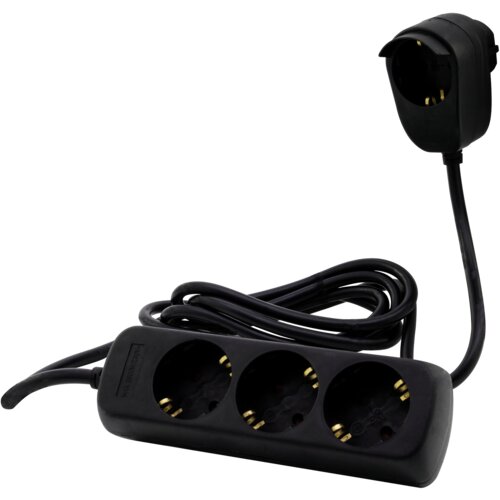 REV Multiple Socket Outlet 3+1-fold 2m black Powersplit Slike