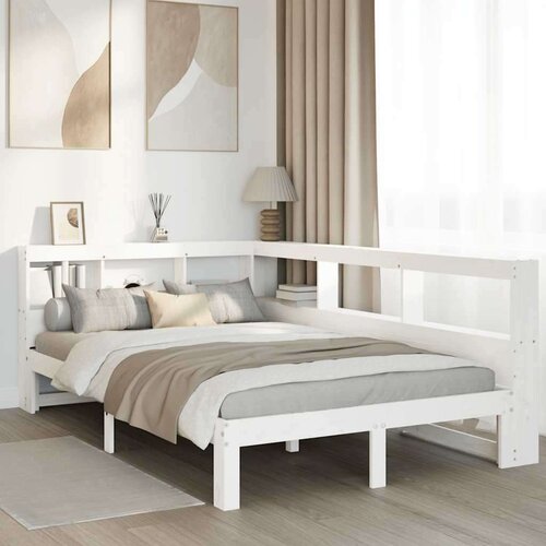  Posteljni okvir brez vzmetnice bela 135x190 cm trdna borovina Cene