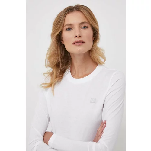 Calvin Klein Jeans Bombažna majica z dolgimi rokavi bela barva