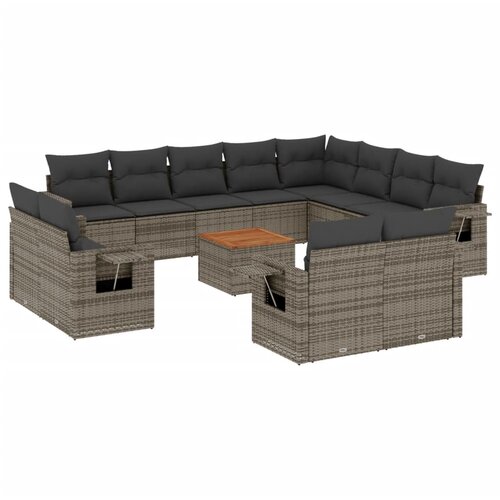 Maison Chic Seti vrtnega pohištva - Vrtna garnitura - Vrtni pohištvo set 13-delna z blazinami siv poli ratan, (21810098) Cene