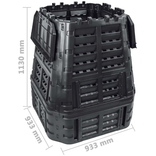  Vrtni komposter crni 93,3 x 93,3 x 113 cm 740 L Slike