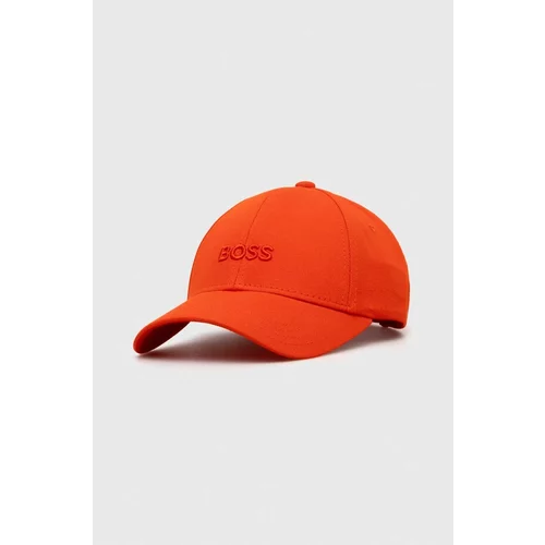 Boss Bombažna bejzbolska kapa oranžna barva