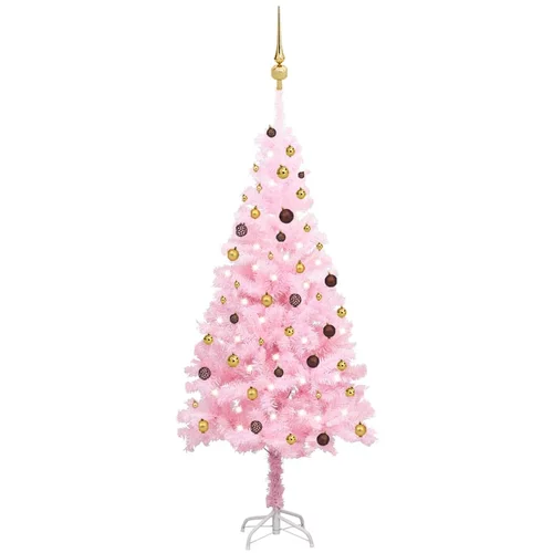  Umjetno osvijetljeno božićno drvce s kuglicama rozo 210 cm PVC
