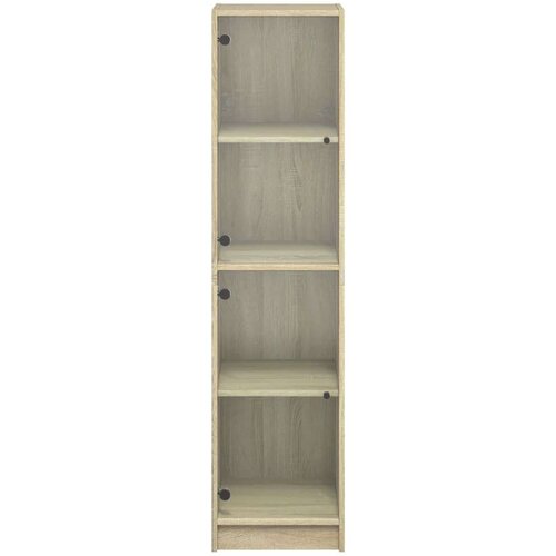 VidaXL Visoka komoda sa staklenim vratima boja hrasta 35 x 37 x 142 cm Slike