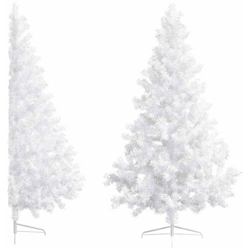  Umjetna osvijetljena polovica božićnog drvca bijela 210 cm Slike