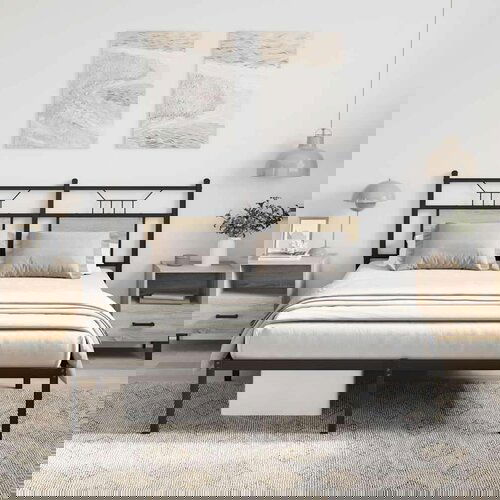  Posteljni okvir brez vzmetnice hrast 137x190 cm inženirski les, (21829054) Slike