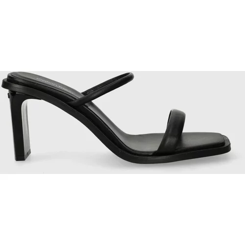 Calvin Klein Kožne natikače PADDED CURVED STIL SLIDE 70 za žene, boja: crna, s debelom potpeticom, HW0HW01992