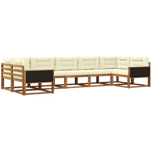vidaXL Zunanja garnitura za sedenje z blazino 7 pcs Naravna in smetana, (5000280481) Cene