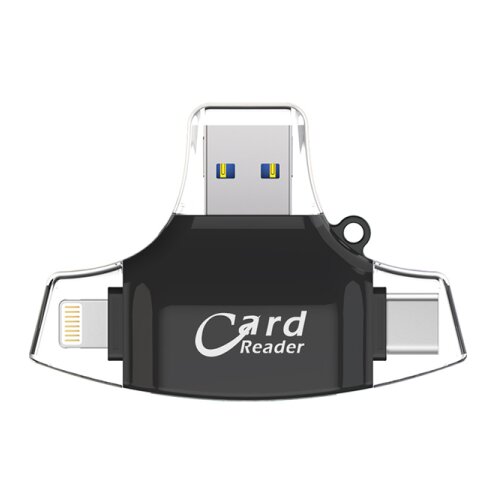 JWD Citac kartica SD microSD na Type C Lightning USB 2.0 JWD-84 crni Cene
