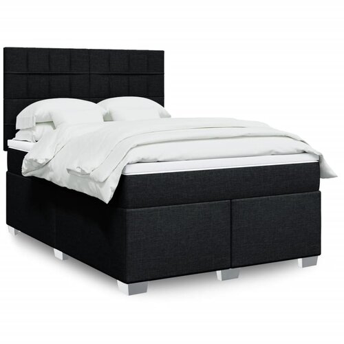 vidaXL Box spring postelja z vzmetnico črna 140x200 cm blago Cene