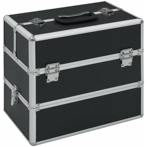  Kovčeg za šminku 37 x 24 x 35 cm crni aluminijski