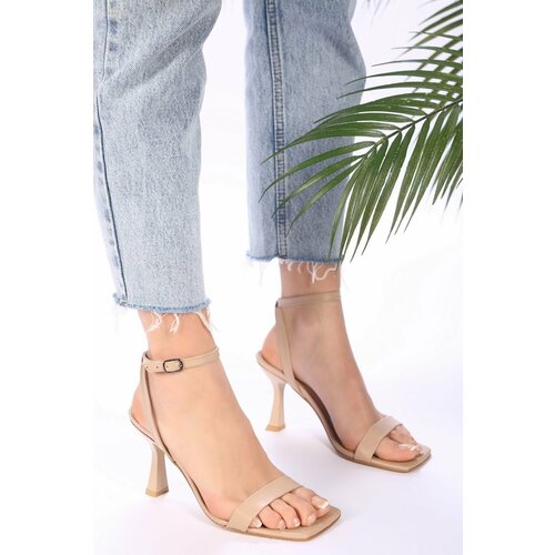 Shoeberry Women's Venna Skin Skin Single Strap Heeled Shoes Slike