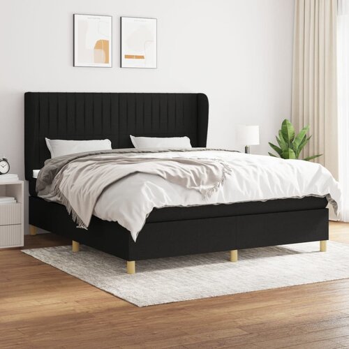 The Living Store Box spring postelja z vzmetnico črna 160x200 cm blago - Box Spring Postelja, (21511983) Slike