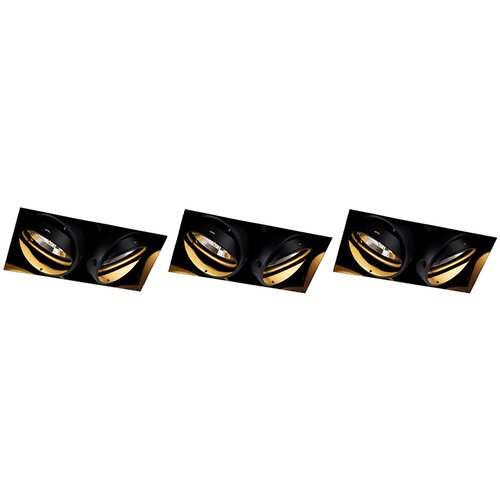 QAZQA Komplet 3 vgradnih reflektorjev črn GU10 AR111 trimless 2-light - Oneon Cene