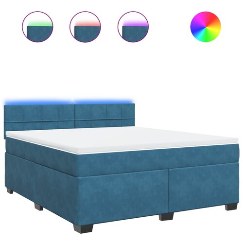 VidaXL Krevet s oprugama i madracem plavi 180x200 cm bar&amp;scaron;unasti Slike