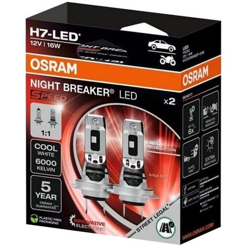  Komplet 2x LED automobilske sijalice NIGHT BREAKER SPEED H7 PX26d/16W/12V 6000K - Osram Cene