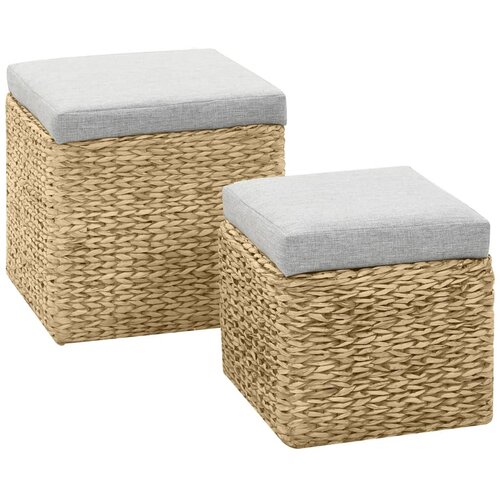 2-dijelni set taburea od morske trave sivi Cene