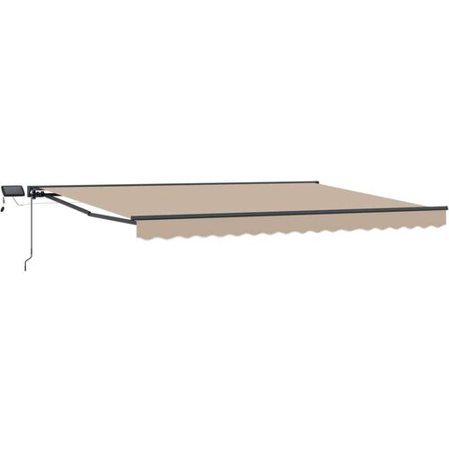  Ročno senčilo s LED-ji Bež 5 &times; 3,5 m Poliester s PU premazom, (5000204648) Cene