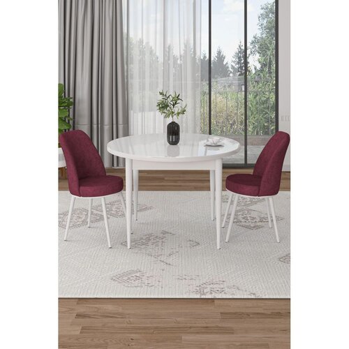 Hanah home trpezarijski set Tor, sto i 2 stolice, bela ploča, bordo tkanina Babyface Cene
