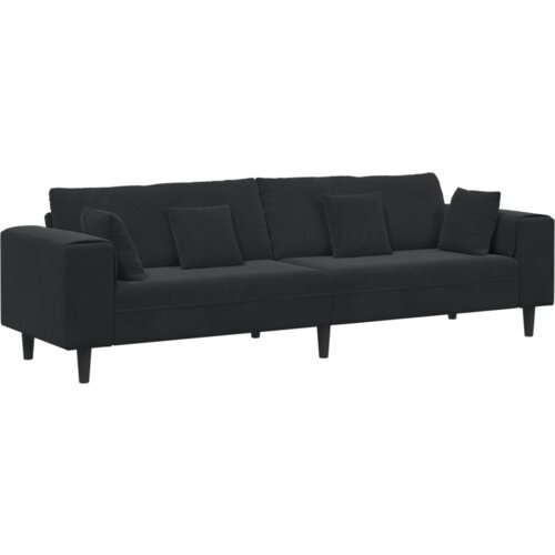 vidaXL Žametni kavč z blazino z blazino Črna 208 cm Žamet Cene
