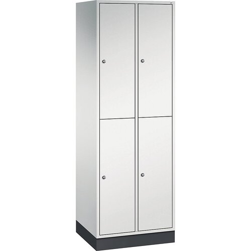 C+P dvonadstropna jeklena garderobna omara intro, šxg 620 x 500 mm, 4 predelki, korpus svetlo siv, vrata svetlo siva Cene