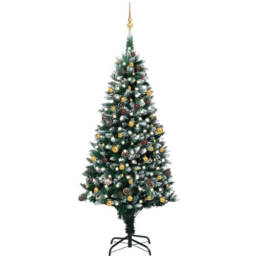 vidaXL Umetna novoletna jelka z LED lučkami, bučkami in storži 240 cm Cene
