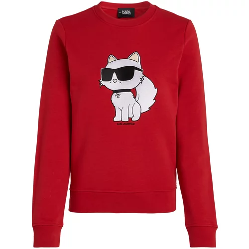 Karl Lagerfeld Sweater majica ' Choupette ' crvena / crna / bijela