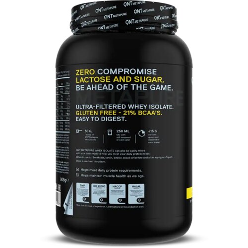 QNT metapure whey protein isolate &amp;ndash; čist i brzo apsorbujući protein - jagoda, banana 908g Slike