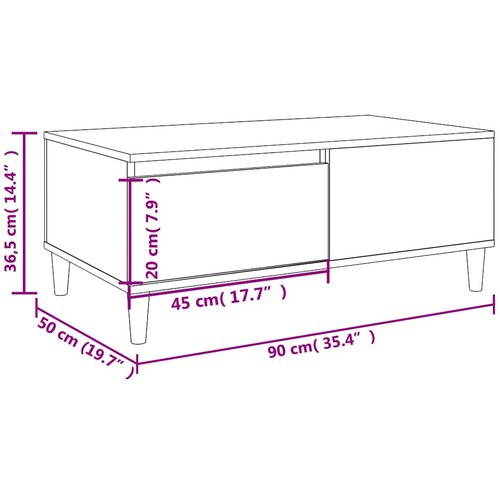  Stolić za kavu boja hrasta 90x50x36,5 cm konstruirano drvo Slike