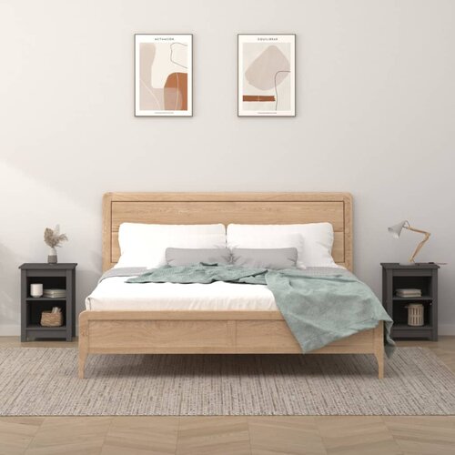 vidaXL Nočna omarica 2 kosa siva 40x35x55 cm trdna borovina Cene