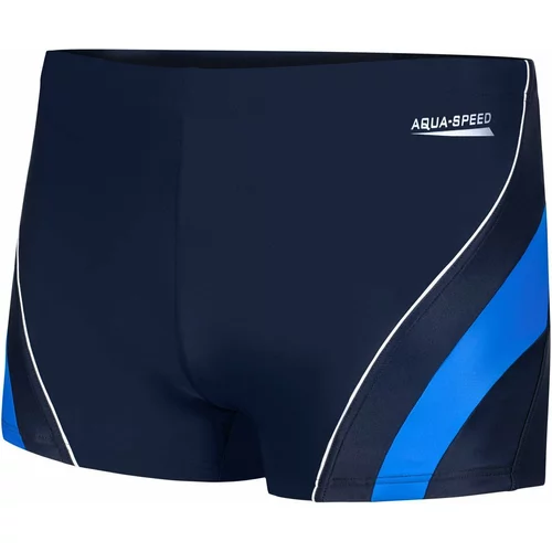 AQUA SPEED Man's Swimming Shorts Dennis Navy Blue/Blue Pattern 42