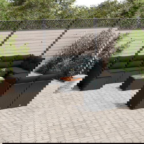 vidaXL 10-dijelni set vrtnih sofa s jastucima crni od poliratana Cijene
