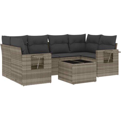 vidaXL 7-dijelni set vrtnih sofa svjetlosivi od poliratana Cijene