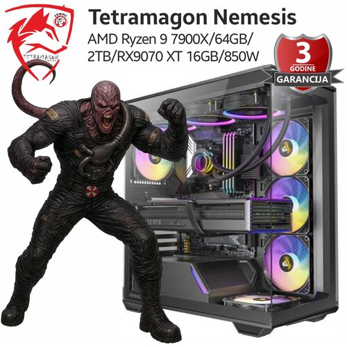 TETRAMAGON series Računar Tetramagon Nemesis AMD Ryzen 9 7900X/64GB/2TB/RX9070 XT 16GB/850W Cene