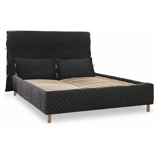 Miuform Črna oblazinjena zakonska postelja z letvenim dnom 180x200 cm Sleepy Luna - Miuform