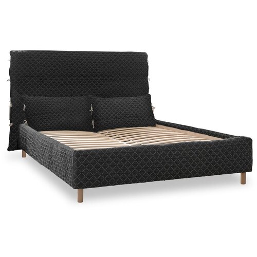 Miuform Crni tapecirani bračni krevet s podnicom 180x200 cm Sleepy Luna - Slike