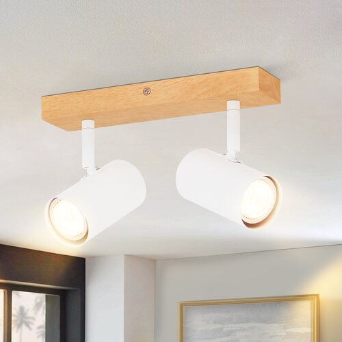 Nettlife Stropna svetilka 2 žarnici Les GU10 Bela Moderna Notranja Svetilka za Hodnik 350° Spot za Dnevno Sobo Spalnico, (22111129) Cene